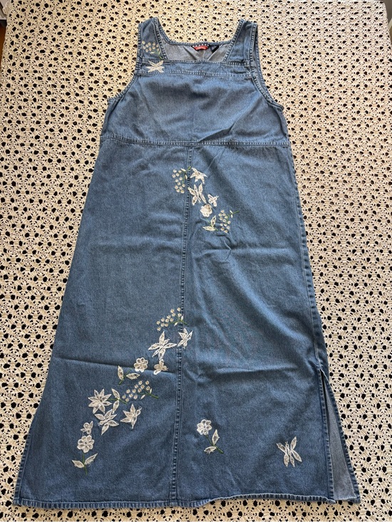 Agapo Dresses & Skirts - Agapo Denim Overall Midi Maxi Dress Sz M VTG 90s Y2K Embroidered Cottagecore